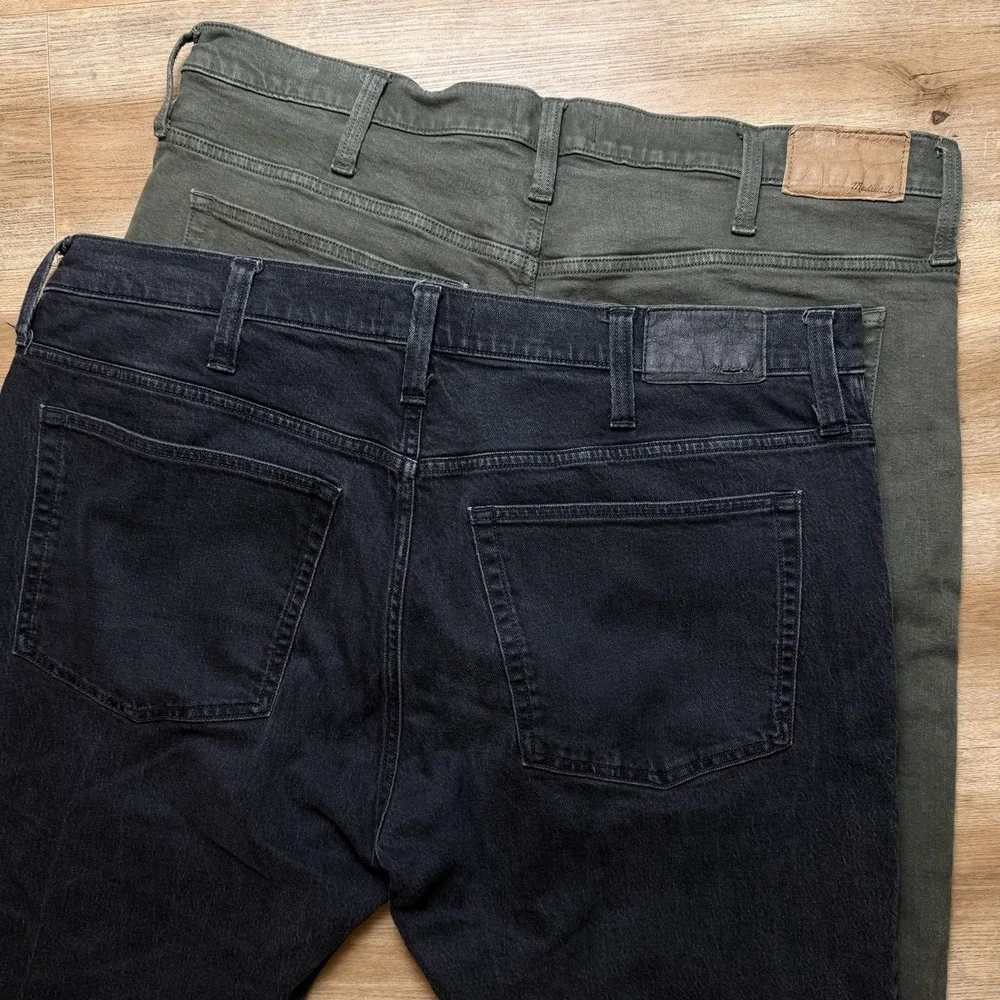 Madewell‎ Jeans Men 40x32 *LOT OF 2* Green Black Athletic Slim Fit Stretch Denim